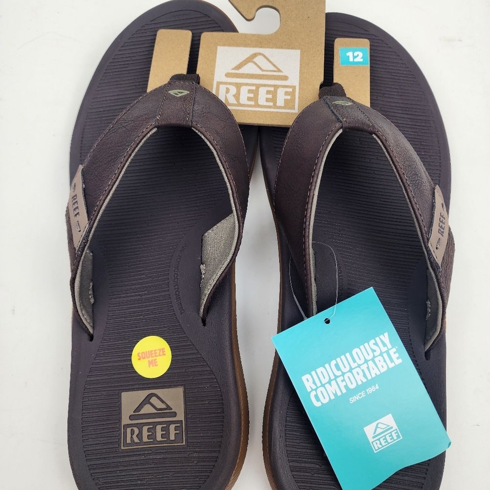 Reef Santa Ana Men's Brown Cushioned Flip Flop Beach Sandals Shoes Size 12 NWT - Picture 5 of 7